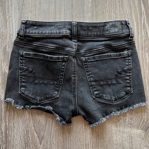 American Eagle Black Lace Denim Shorts Size 0 - Picture 7 of 10